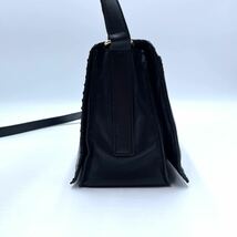 1円 美品●ロエベ LOEWE ショルダーバッグ クラッチバッグ 2way アナグラム ナッパレザー ブラック 黒 斜めがけ _画像4