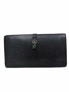 【中古】CHANEL シャネル 小物 レディース 二つ折り長財布 ココボタン レザー ブラック