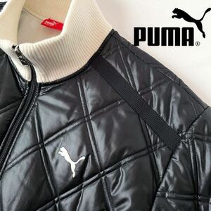 プーマ PUMA フルジップ キルティング 中綿ジャケット L ブラック ホワイト 立ち襟 防寒 ジャケット