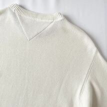 (美品) トミーヒルフィガー TOMMY HILFIGER クルーネック ニット セーター XL オフ ホワイト 白 コットンセーター _画像8