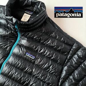 パタゴニア patagonia ダウン セーター L (日本XL) ブラック x ブルー ライト ダウンジャケット 黒