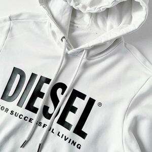 ディーゼル DIESEL プルオーバー スウェットパーカー S175/84A (日本L) ホワイト ブラック ビッグロゴ フーディー トレーナー