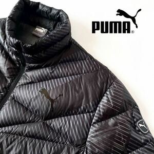 (美品) プーマ PUMA ライト ダウンジャケット L ブラック グレー キープヒート フルジップ 立ち襟 WARM CELL ジャケット KEEP HEAT