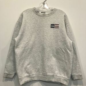 80s 90s VANS バンズ 星条旗 両面プリント クルー スウェット SWEAT LARGE相当 アッシュグレー ビンテージ オールド スケート USA製