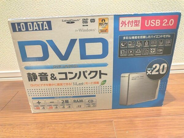 【月末まで限定価格となります】DVDドライブ 外付け USB I・O DATA DVR-UN20GL 静音 コンパクト