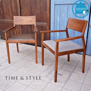 TIME & STYLE タイムアンドスタイル VISION CHAIR ウォールナット材 本革 アームチェア ダイニングチェア モダン シンプル CC127