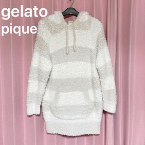 美品　ジェラートピケ　gelato pique　2ボーダー　BIGパーカ　オーバーサイズ　ゆったり