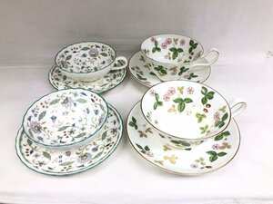 送料無料 1円～ 8点セット Noritake ノリタケ×4 カリフパレス 4415 WEDGEWOOD ウェッジウッド×4 ワイルドストロベリー カップ＆ソーサー