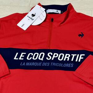 新品★le coq sportif GOLF ルコック ゴルフ スポーティーデザイン 吸汗速乾 ハーフジップ 長袖シャツ/レッド/サイズM/送料185円