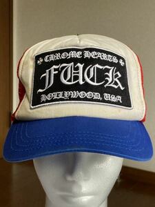 クロムハーツ トラッカーキャップ FUCK ブルー×ホワイト×レッド