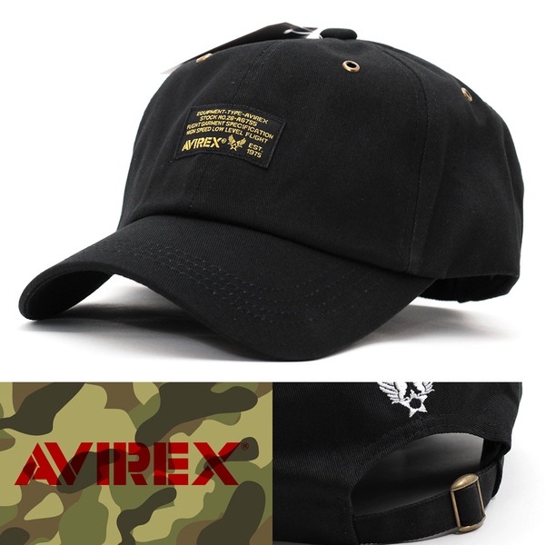 ローキャップ 帽子 メンズ AVIREX FRONT NAME LOW CAP アヴィレックス ブラック アーミー 14492900-80 アビレックス ミリタリー アメリカ