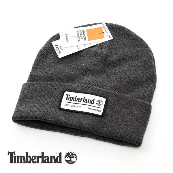 ニットキャップ 帽子 メンズ ティンバーランド Timberland Wordmark Patch Beanie チャコール 2PFJV-01 USA ブランド
