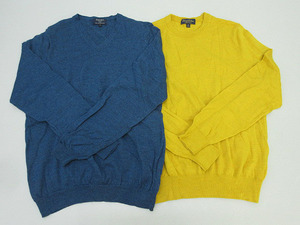 ★sz1445　Brooks Brothers　ニット　Mサイズ　2点セット　イエロー　ブルー系　ブルックスブラザーズ　346　長袖　黄色　青系★