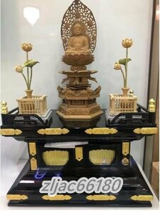 本金鍍金金具 仏教美術 木造須弥壇 仏壇の須弥壇 黒塗 木製 幅さ36cm 寺院 仏具