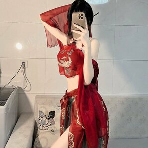 セクシー可愛い チャイナ風 ワンピース ランジェリー コスチューム ベビードール コスプレ衣装 チャイナドレスの画像3