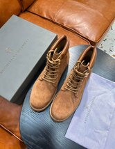 BRUNELLO CUCINELLI(ブルネロ クチネリ) メンズブーツ ワークブーツ ハイカット　スウェード　本革 マウンテンブーツ　ブラウン_画像4