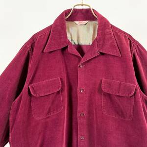 希少《 Big Size XXXL / Bordeaux Corduroy 》40s50s 美品【 ALLESON ビンテージ ビッグサイズ ボルドー コーデュロイ ボックスシャツ 】