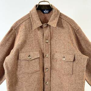 希少《 Dead Stock / Woolrich 》80s 90s デッド【 ウールリッチ ネップ ツイード ビンテージ ウール シャツ L アメリカ製 】 