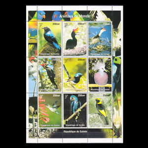 ■ギニア切手　鳥類 / 南国鳥　9種シート