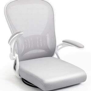 座椅子 回転座椅子 コンパクト アップフリップアームレスト 360度回転 デスクチェア 疲れない 椅子 メッシュ 和室オフィスチェア 人間工の画像1