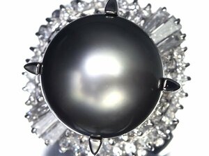 MM10482T【1円～】新品【RK宝石】≪Pearl≫ 黒蝶真珠 大粒約12.2ｍｍ珠 極上ダイヤモンド 0.9ct Pt900 高級リング 南洋真珠 パール ダイヤ