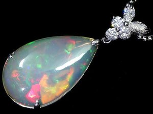 GR10435T【1円～】新品【RK宝石】≪opal≫ 魅惑の遊色! 極上オパール 特大7.21ct 極上ダイヤモンド 総計0.5ct K18WG 高級ネックレス ダイヤ