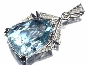 VZ10467T【1円～】新品【RK宝石】≪Aquamarine≫ 極上アクアマリン 大粒6.09ct 極上ダイヤモンド K18WG 高級ペンダントヘッド ネックレス