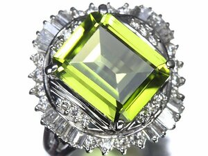 KG10459T【1円～】新品【RK宝石】《Peridot》極上ペリドット 大粒3.72ct!!! 極上ダイヤモンド 総計0.6ct Pt900 高級リング ダイヤ