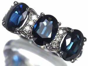 OL10602S【1円～】新品【RK宝石】≪Sapphire≫ 上質サファイア 大粒 3石 総計3.00ct!! 上質ダイヤモンド Pt900 高級リング ダイヤ