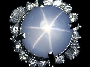 KM10626SS【1円～】新品【RK宝石】≪Star Sapphire≫ 上質非加熱スターサファイア 大粒7.68ct 極上ダイヤモンド Pt900 高級リング ダイヤ