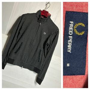 FRED PERRY フレッドペリー　ヒットユニオン　日本製　ドット　水玉柄　スイングトップジャケット 黒×白 M ブラック ドリズラージャケット