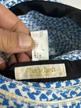 Plush & Lush プラッシュアンドラッシュ　FREE'S SHOP 総柄　パッチワークボーダー　ワイヤーハット　帽子　ターコイズブルー×白　麻綿_画像7