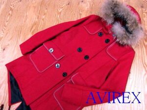 * Avirex AVIREX* lady's raccoon fur f-ti wool Mod's Coat *R51224013B