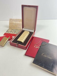 ICH【中古品】 Cartier カルティエ ガスライター ホワイトラッカーｘゴールドライン 着火確認済 〈208-240129-ss9-ICH〉