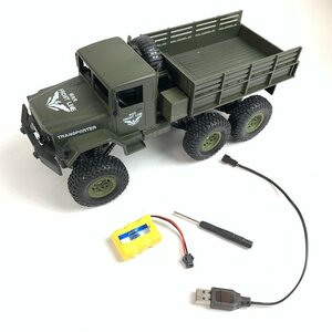 FUZ【現状渡し品】 軍用トラック型 RCカー 無線2.4G 6輪 グリーン バッテリーあり コントローラーなし 動作未 〈60-240128-0YY-3-FUZ〉