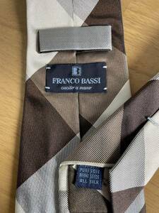 即決：極美品 フランコバッシ FRANCO BASSI ネクタイ ブロックチェック ブラウン ライトブラウン グラデーション