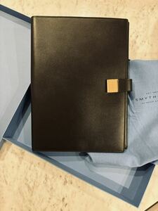 Smythson レザーノートホルダー A4ブラック 