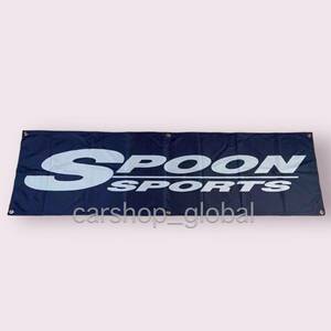 スプーン SPOON SPORTS バナー フラッグ 旗 ガレージ 150×45cm 特大 バックル付 ホンダ/S660/NSX/シビック/タイプR/S2000/フィット/CRZ等