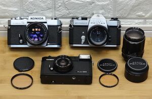 ジャンク品 フィルムカメラ 3個まとめ KONICA ASAHI PENTAX COSINA 動作未確認/現状品