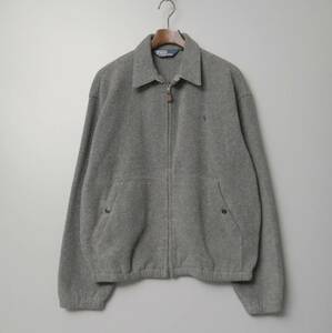 TF9217//90sヴィンテージ/三角タグ*ポロラルフローレン/Polo by Ralph Lauren*メンズL/フリースジャケット/ジップアップブルゾン/グレー