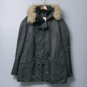 TG0106//90sヴィンテージ/アメリカ製*アルファ/ALPHA INDUSTRIES*メンズX-LARGE/N-3B/フライトジャケット/ミリタリーパーカー/黒/ブラック