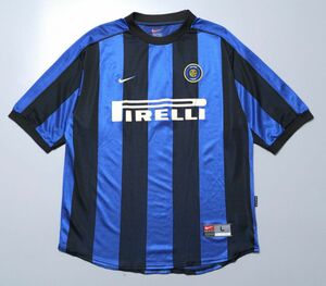 TG9553◇U.K製 インテル INTER 99/00 ホーム ユニフォーム M ナイキ NIKE 半袖 サイズL ブルー×ブラック系