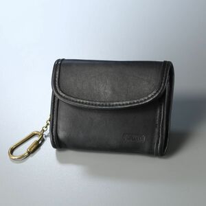 TH0203：COACH/コーチ*メンズ*キーリング付き*レザーコインケース*ミニ財布*小銭入れ*ブラック