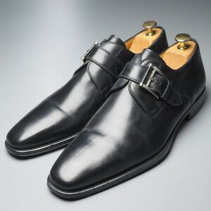 W1224//スペイン製*マグナーニ/MAGNANNI*13276/メンズ7.5/プレーントゥ/モンクストラップ/レザーシューズ/革靴/黒/ブラック