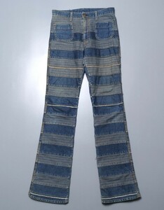 TH0075◇00s KINKY JEANS/ヒステリックグラマー メンズ L 2AP-9633 ダメージ加工 切替 ツギハギ フレアデニムパンツ ジーンズ ブルー系