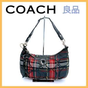 coach コーチ ショルダーバッグ ポピー タータンチェック レディース