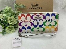 コーチ COACH 長財布 財布 レディース レインボー プレゼント 贈り物 ギフト シグネチャー ジップ 新品 未使用 ファッション C4537 A210_画像1