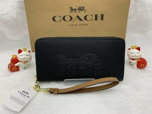 コーチ COACH 長財布 財布 プレゼント ストラップ ラウンドファスナー ホースキャリッジ 馬車 ロング ジップ 新品 ファッション C125 C3548