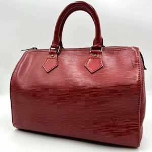 1円【良品】LOUIS VUITTON ルイヴィトン ハンドバッグ スピーディ25 ミニボストン エピ レザー レディース 手持ち カデナ レッド 赤 M43017