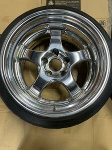 中古 WORK MEISTAR S1R ワーク マイスター 17×9.5j+9(R) 5/114.3 VALINO 215/40R17 おまけタイヤ2本セット！ 深リム ドリケツ ケツバキ 